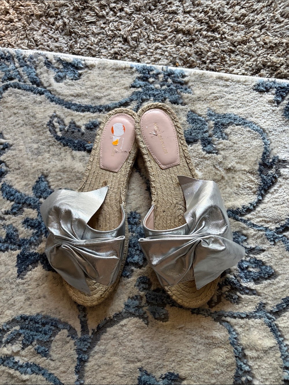 Avec Les Filles Silver Bow Espadrille Mules